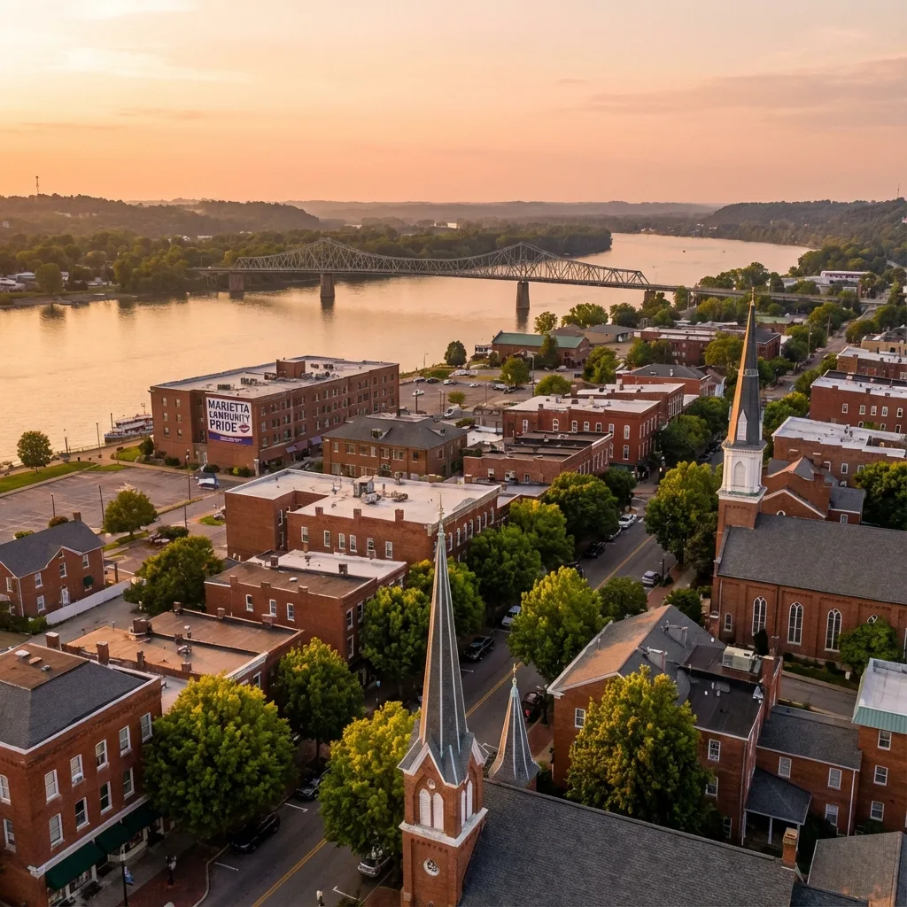 Aerial view representing Nelsonville, OH service coverage.